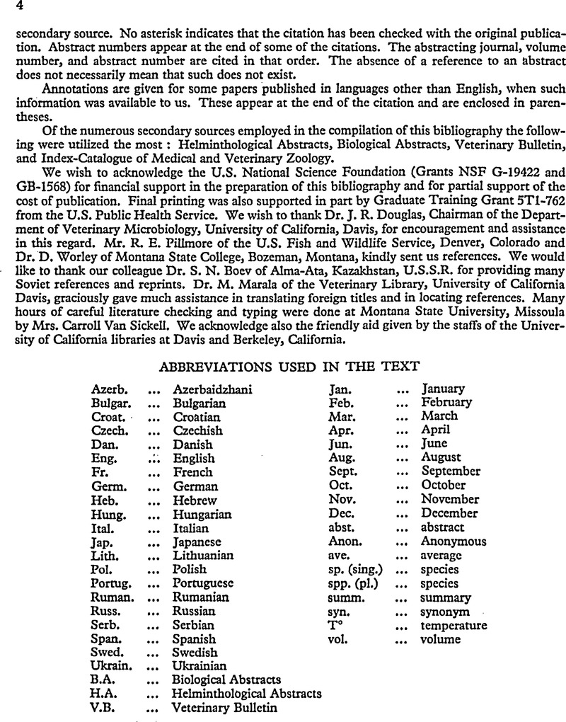 Abbreviations Used In The Text Journal Of Helminthology Cambridge Core