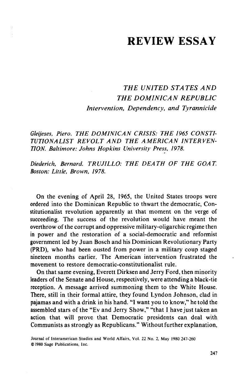 The United States And The Dominican Republic: Intervention, Dependency ...