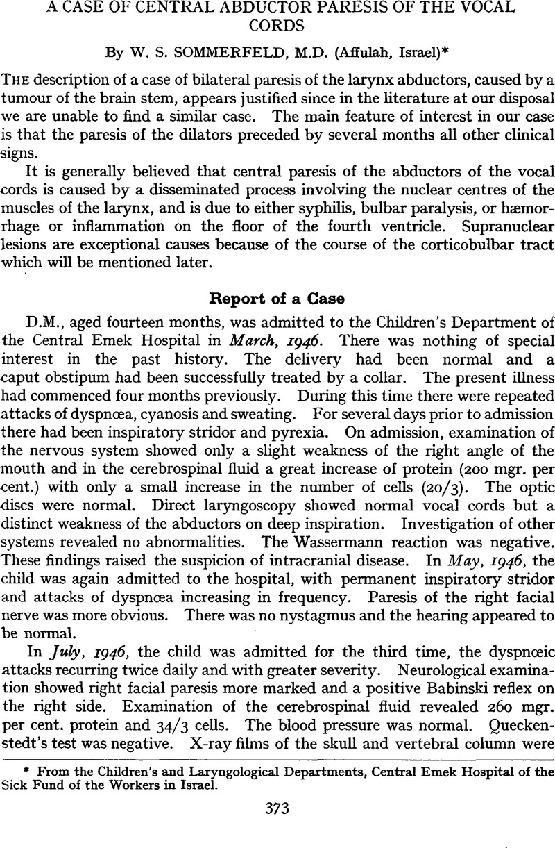 A Case of Central Abductor Paresis of the Vocal Cords | The Journal of ...