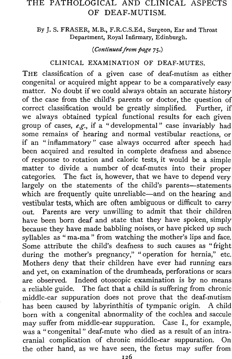 The Pathological And Clinical Aspects Of Deaf-mutism 