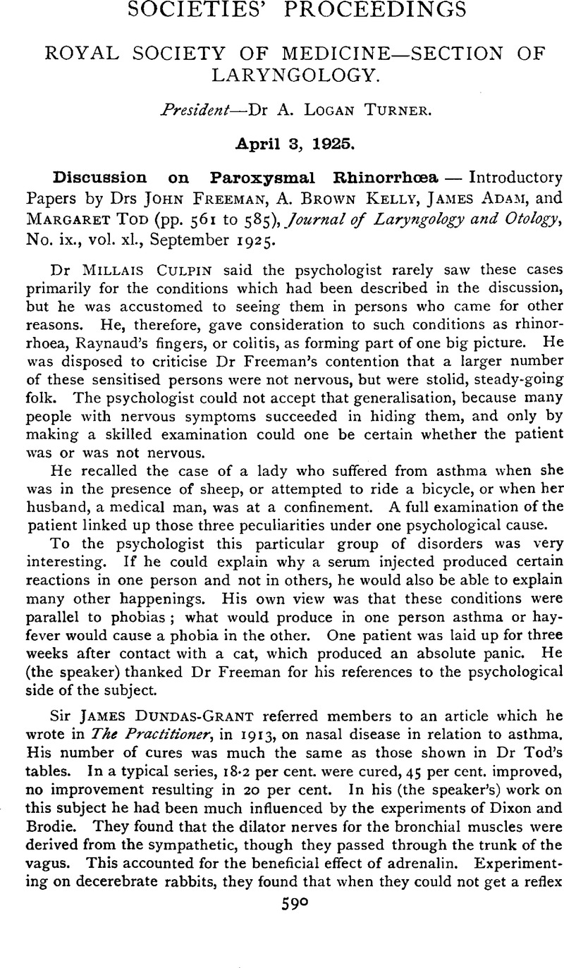 Societies' Proceedings | The Journal of Laryngology & Otology ...