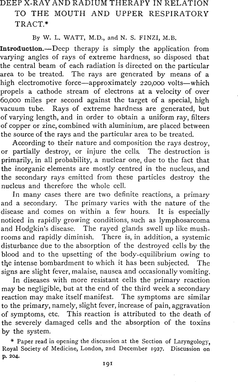 Deep X-Ray and Radium Theraphy in Relation to the Mouth and Upper ...