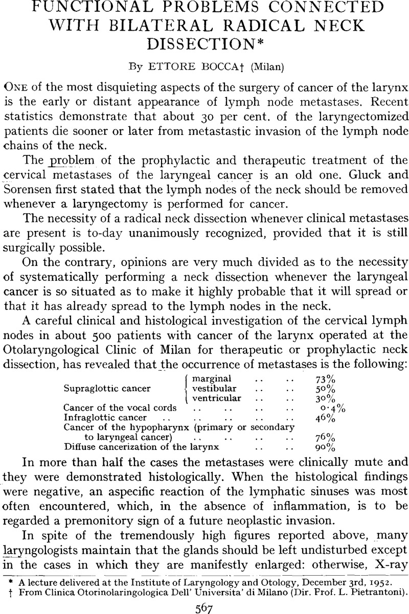 Functional Problems Connected With Bilateral Radical Neck Dissection ...
