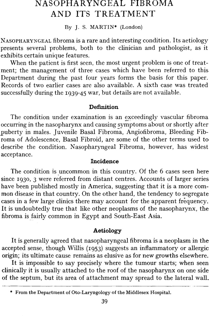 Nasopharyngeal Fibroma and its Treatment | The Journal of Laryngology ...