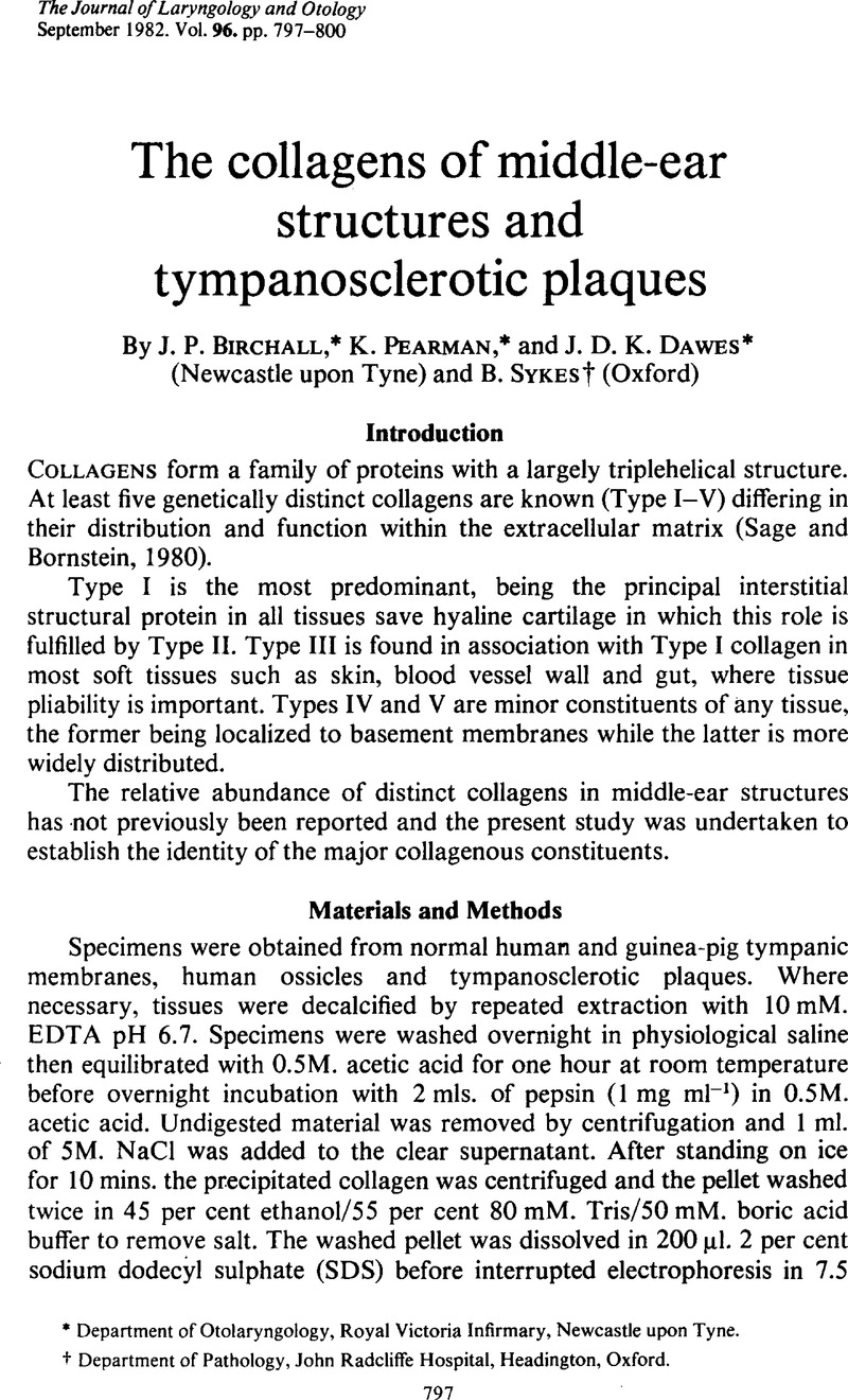 The collagens of middle-ear structures and tympanosclerotic plaques ...