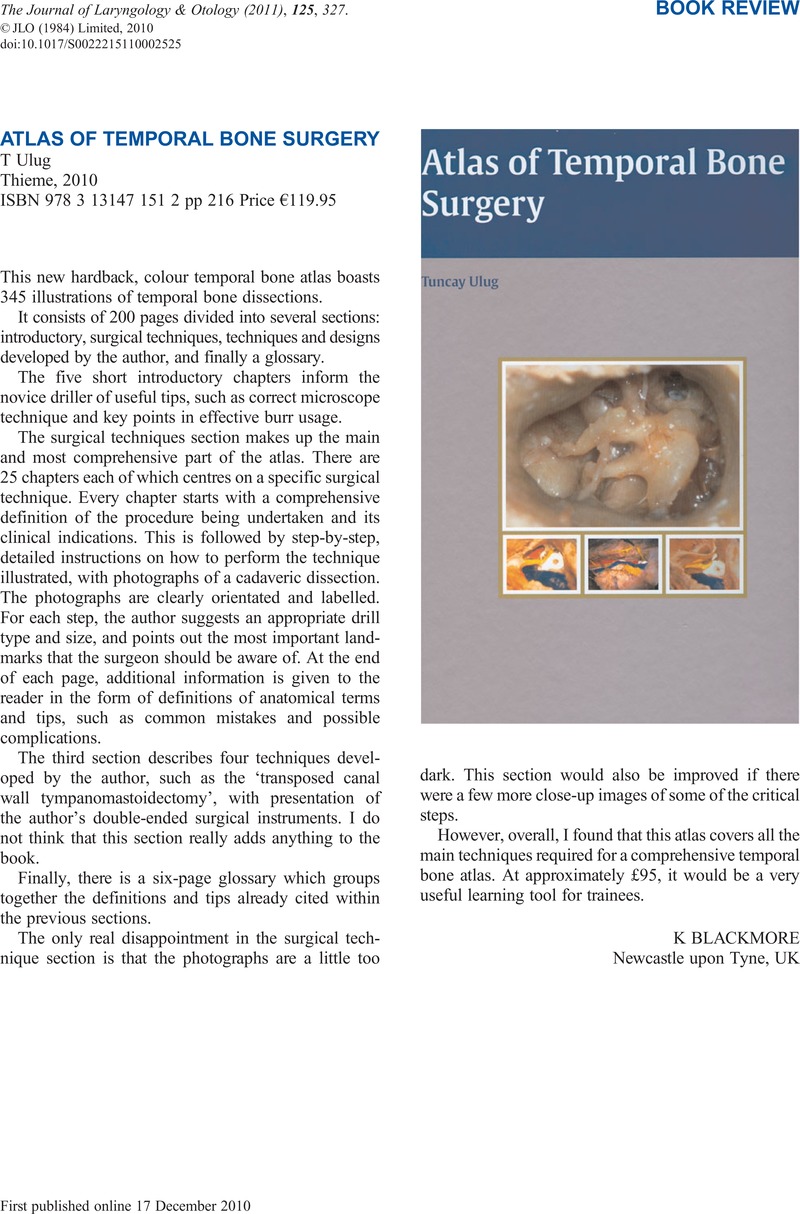 Atlas of temporal bone surgery