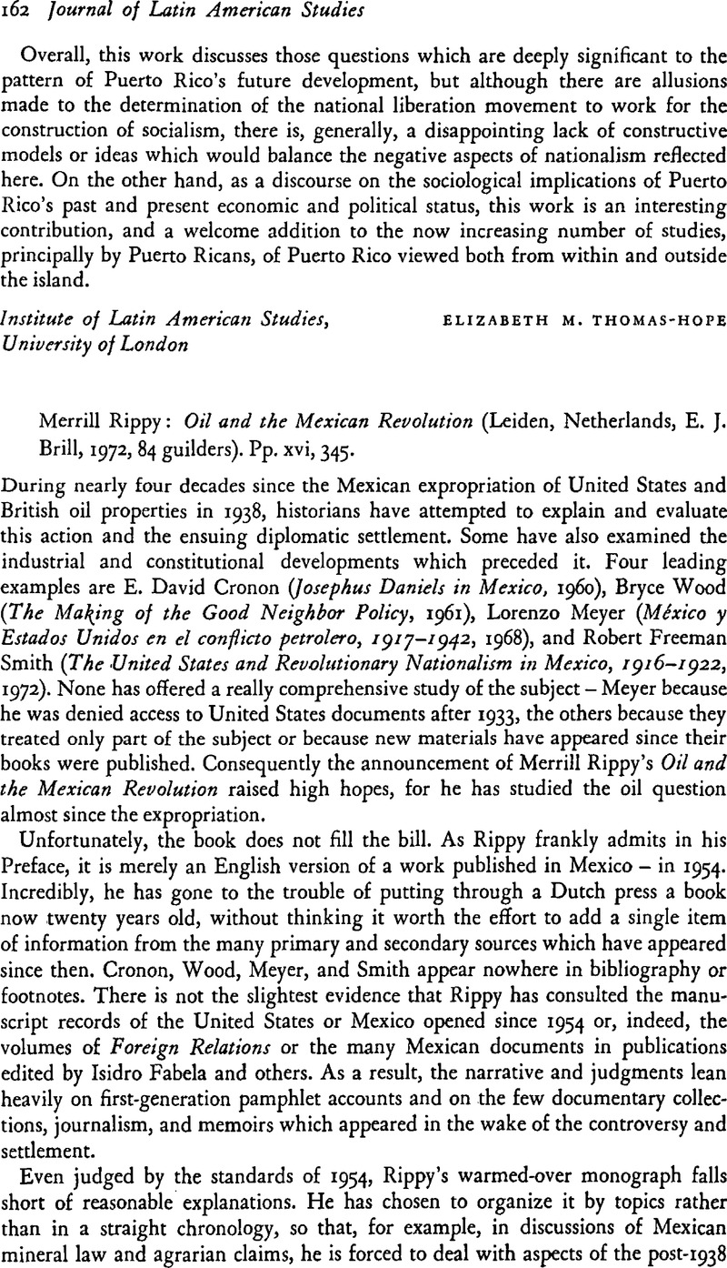 Merrill Rippy: Oil and the Mexican Revolution (Leiden, Netherlands, E ...