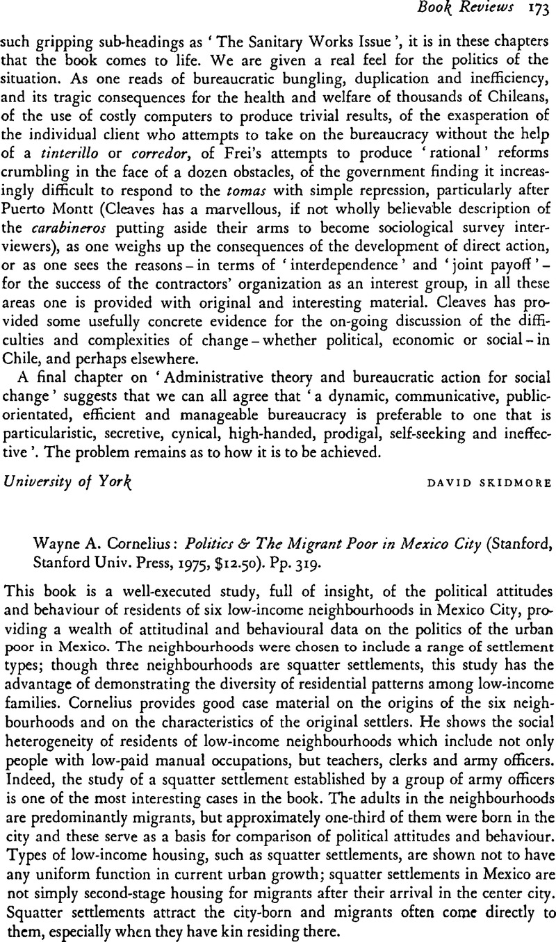 Wayne A. Cornelius: Politics & The Migrant Poor in Mexico City ...