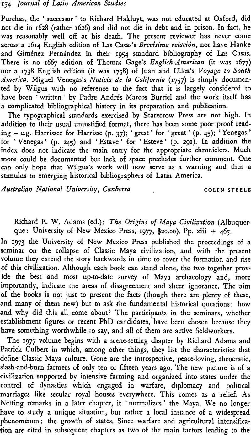 Richard E. W. Adams (ed.): The Origins of Maya Civilization (Albuquer ...