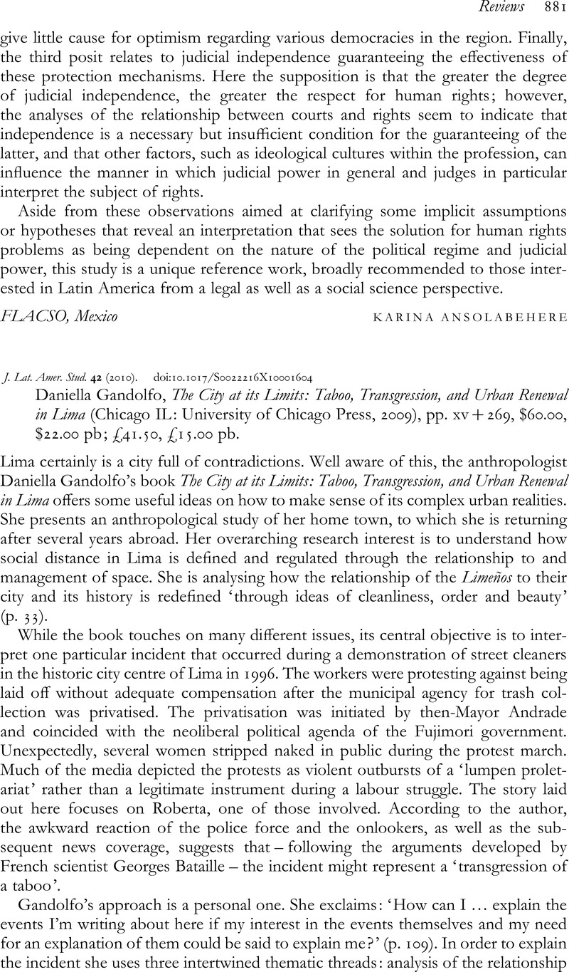 Taboo, Transgression, and Urban Renewal in Lima