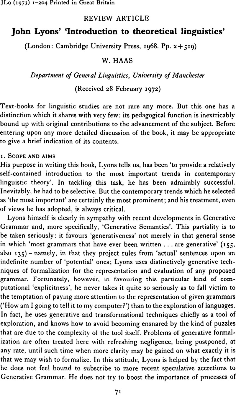 John Lyons ‘introduction To Theoretical Linguistics Journal Of Linguistics Cambridge Core 1356