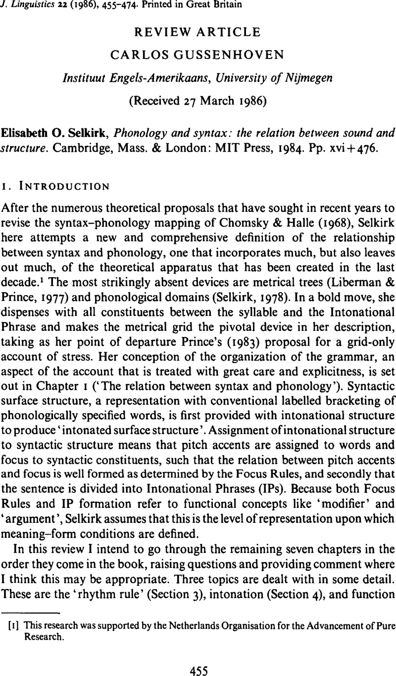 Phonology And Syntax Journal Of Linguistics Cambridge Core 1712