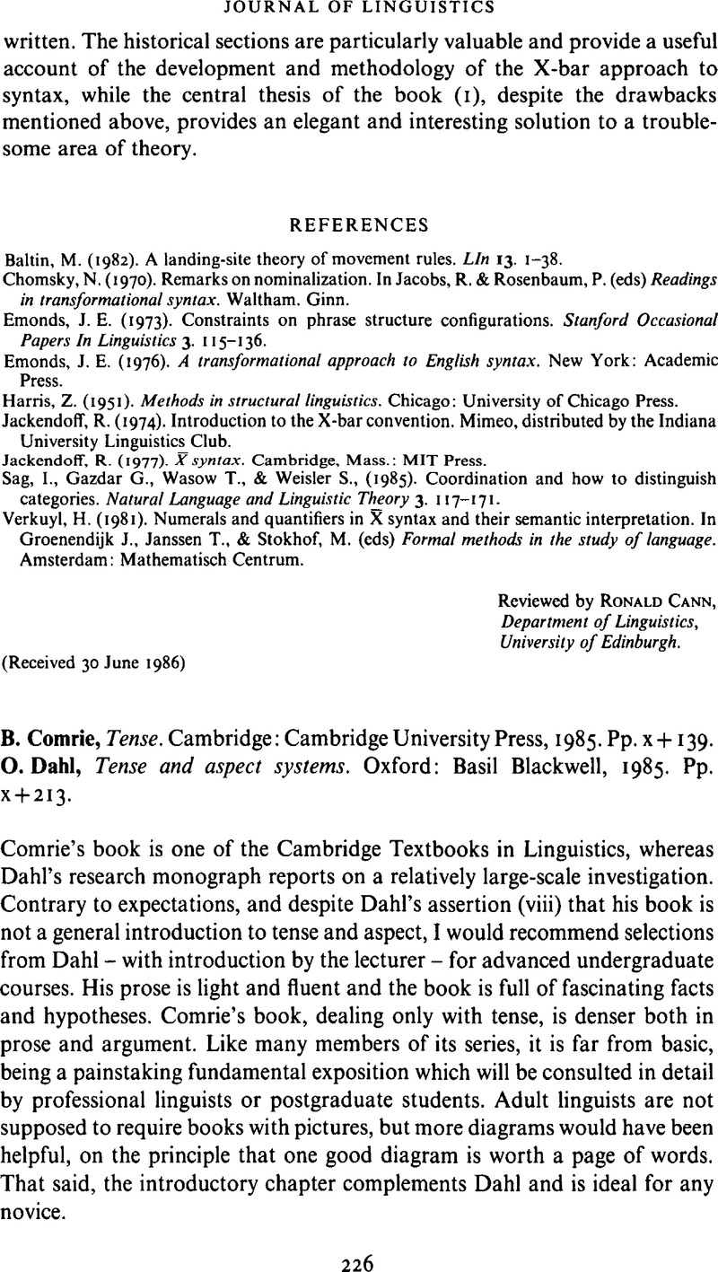 B. Comrie, Tense. Cambridge: Cambridge University Press, 1985. Pp 