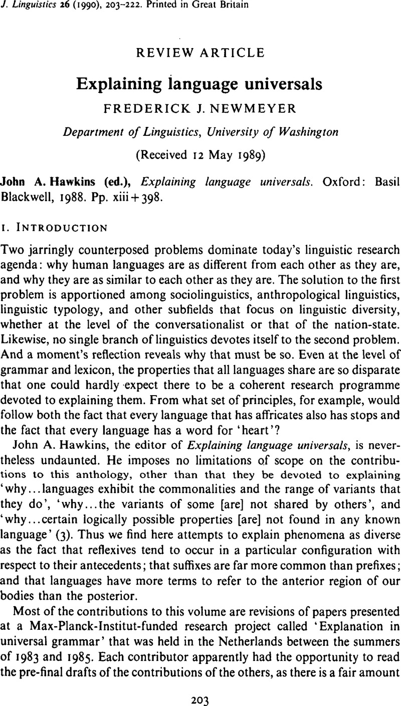 Explaining language universals | Journal of Linguistics