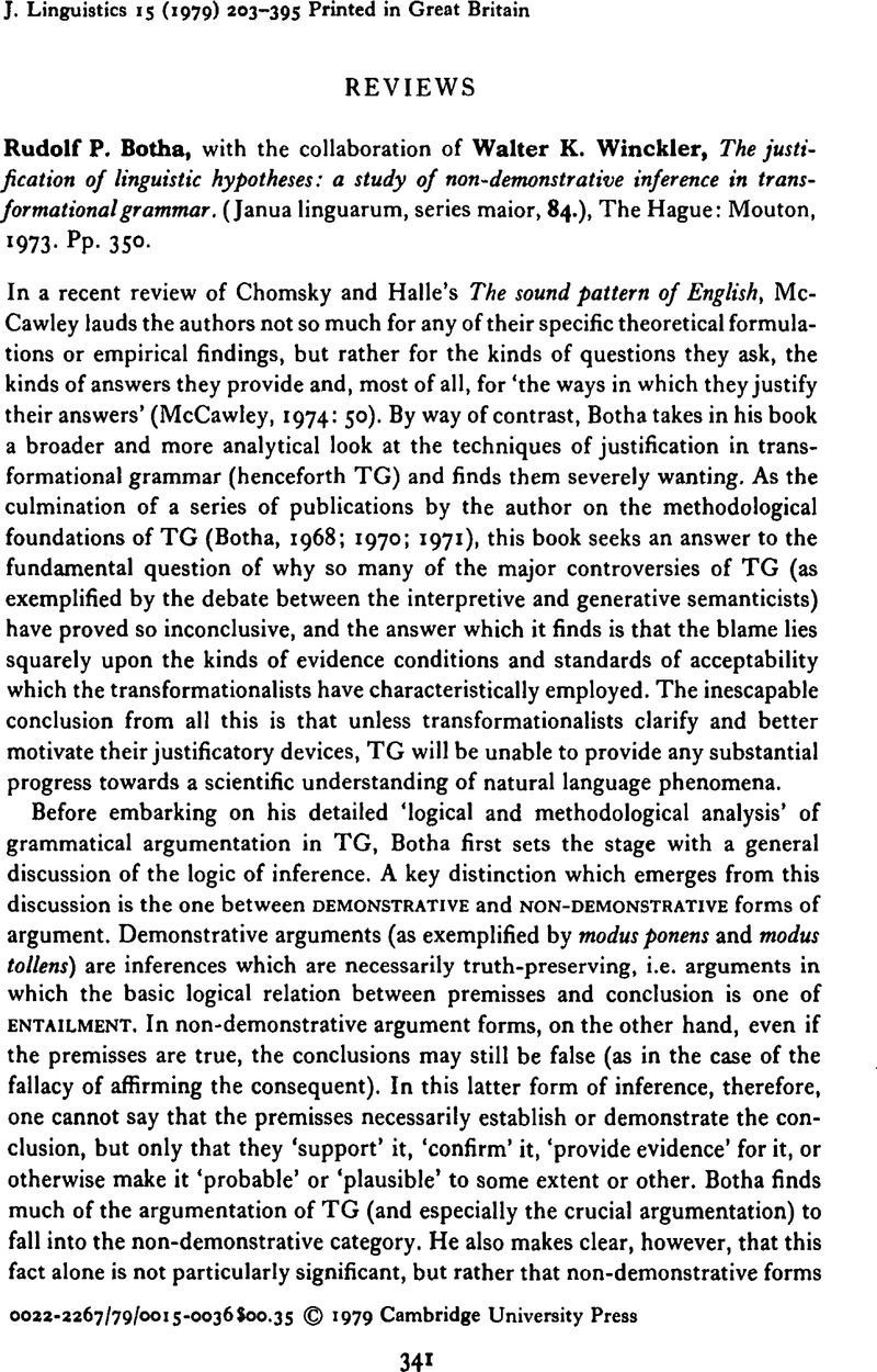 Rudolf P. Botha, with the collaboration of Walter K. Winckler, The ...