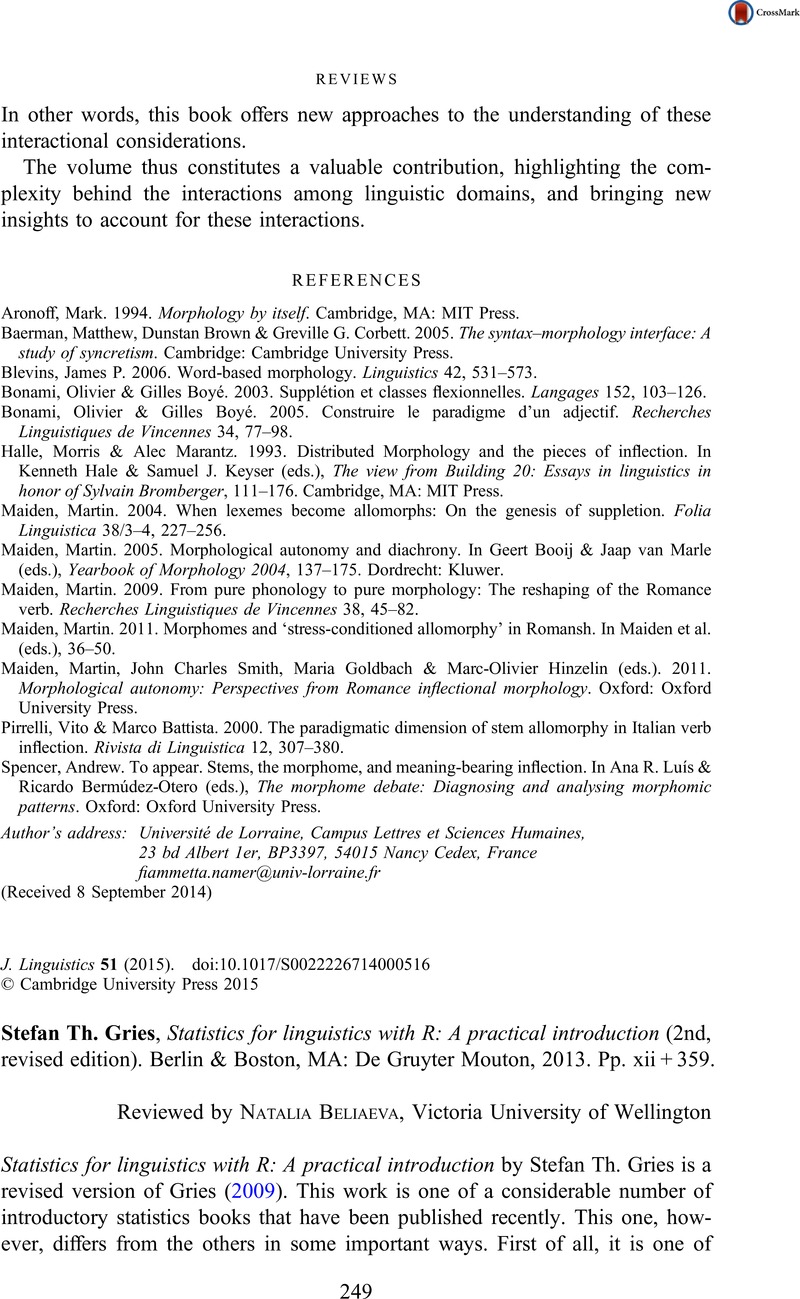 Statistics for Linguistics with R: A Practical Introduction (2nd Edition)