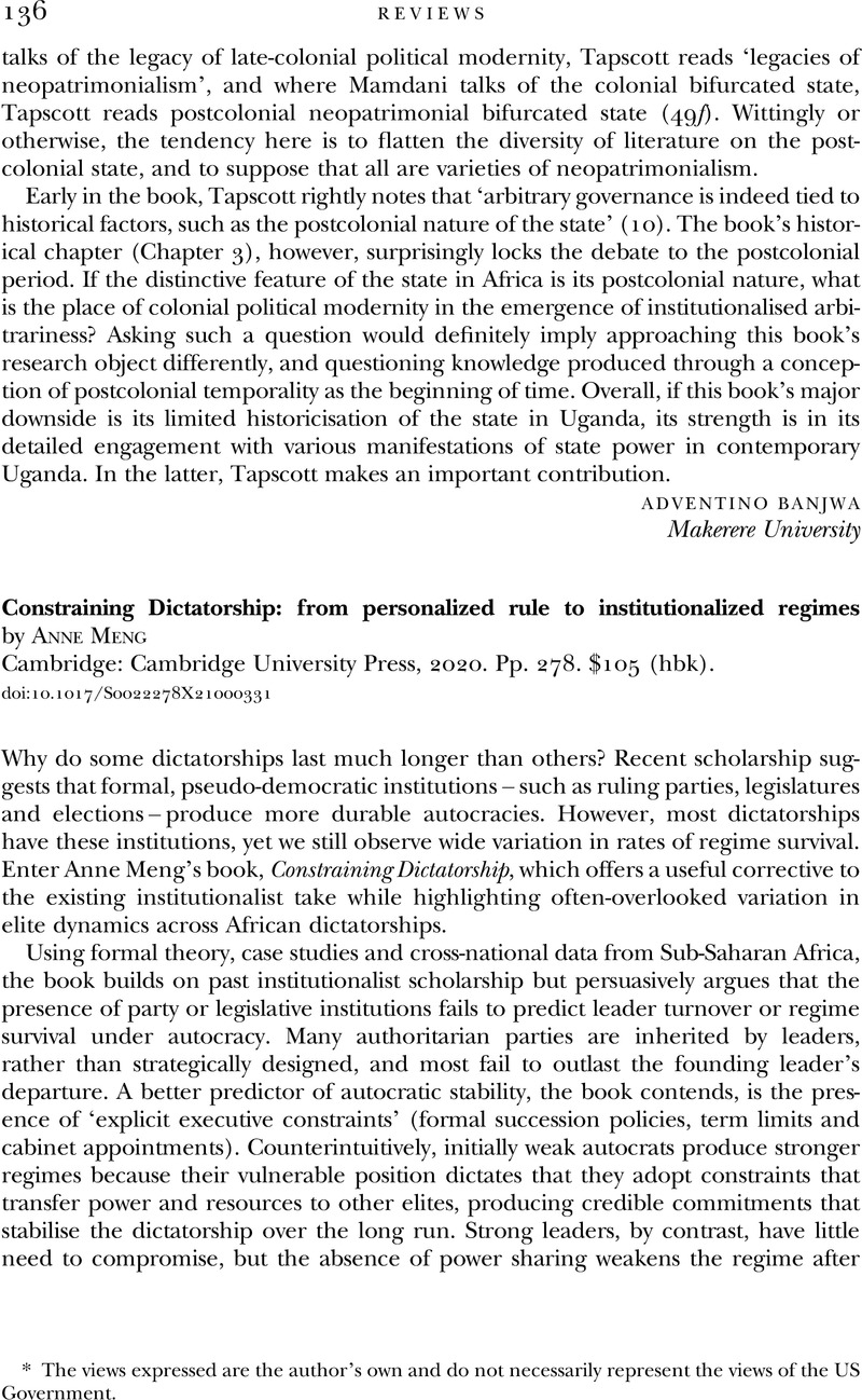 Constraining Dictatorship: from personalized rule to institutionalized ...