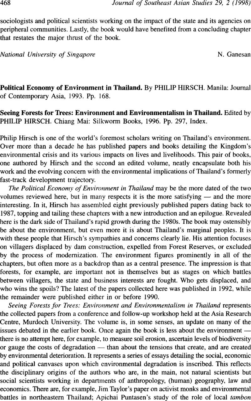 Thailand - Political Economy of Environment in Thailand. By Philip ...