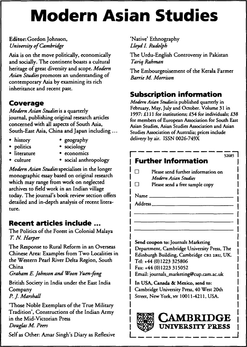 modern asian studies journal Modern asian studies journal