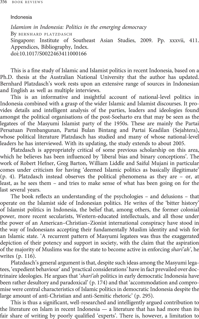 Indonesia. Islamism In Indonesia: Politics In The Emerging Democracy ...