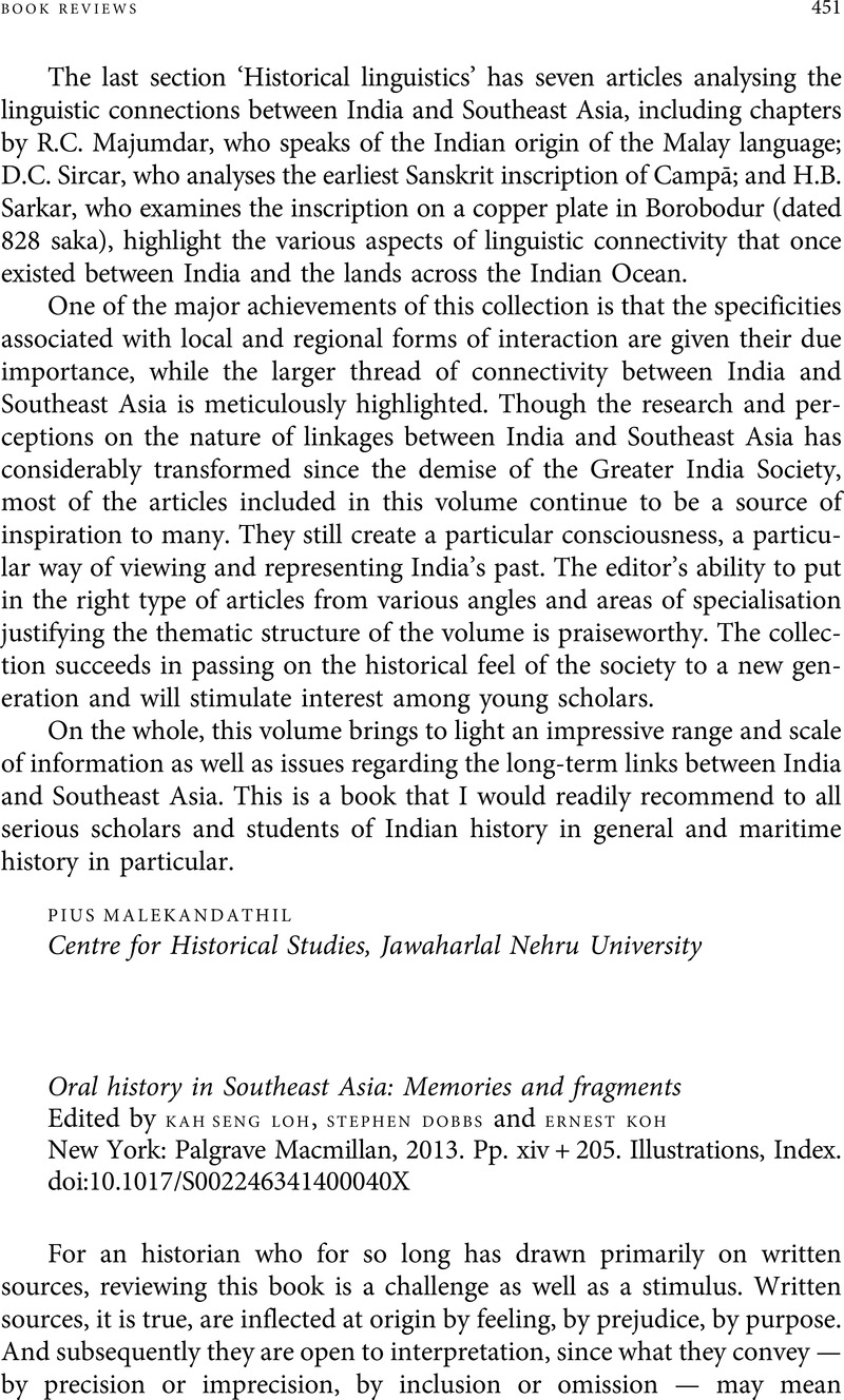 Oral History in Southeast Asia: Memories and Fragments (Palgrave Studies in Oral History)