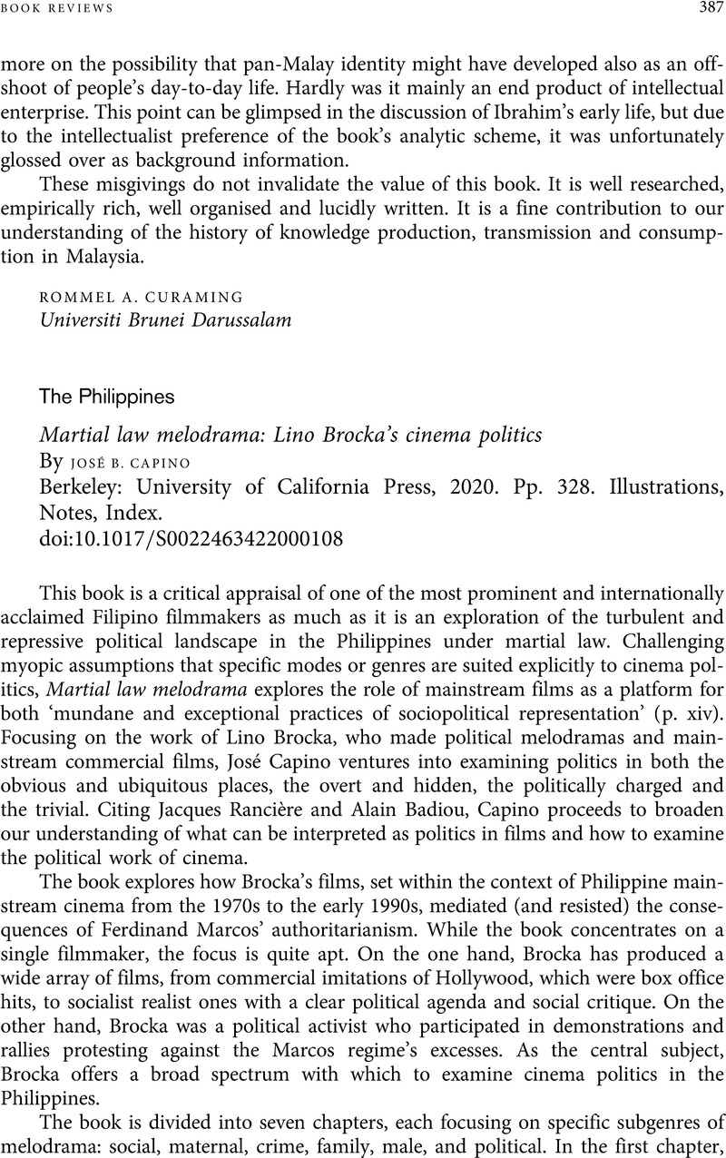 The Philippines. Martial law melodrama: Lino Brocka's cinema politics ...