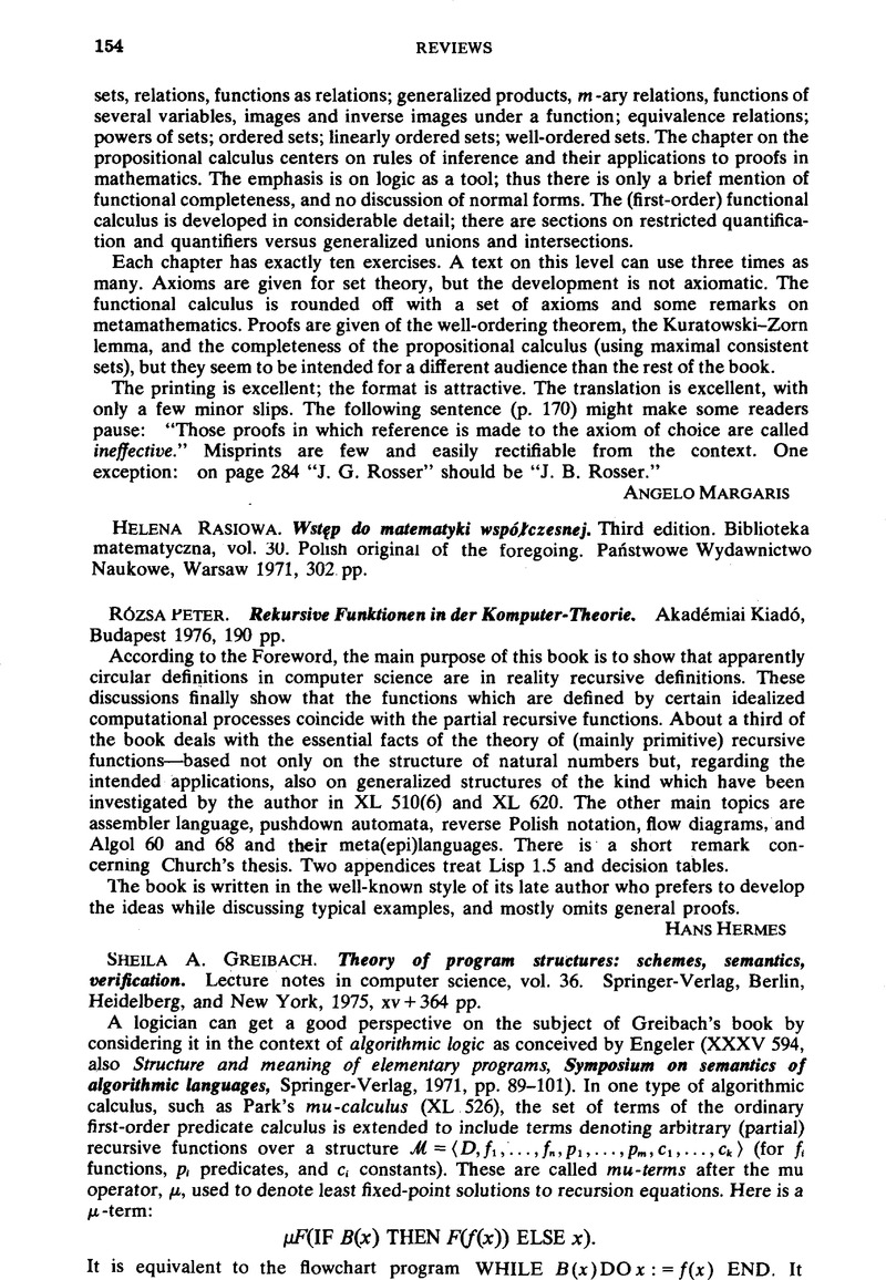 Helena Rasiowa. Wstęp do matematyki współczesnej. Third edition ...