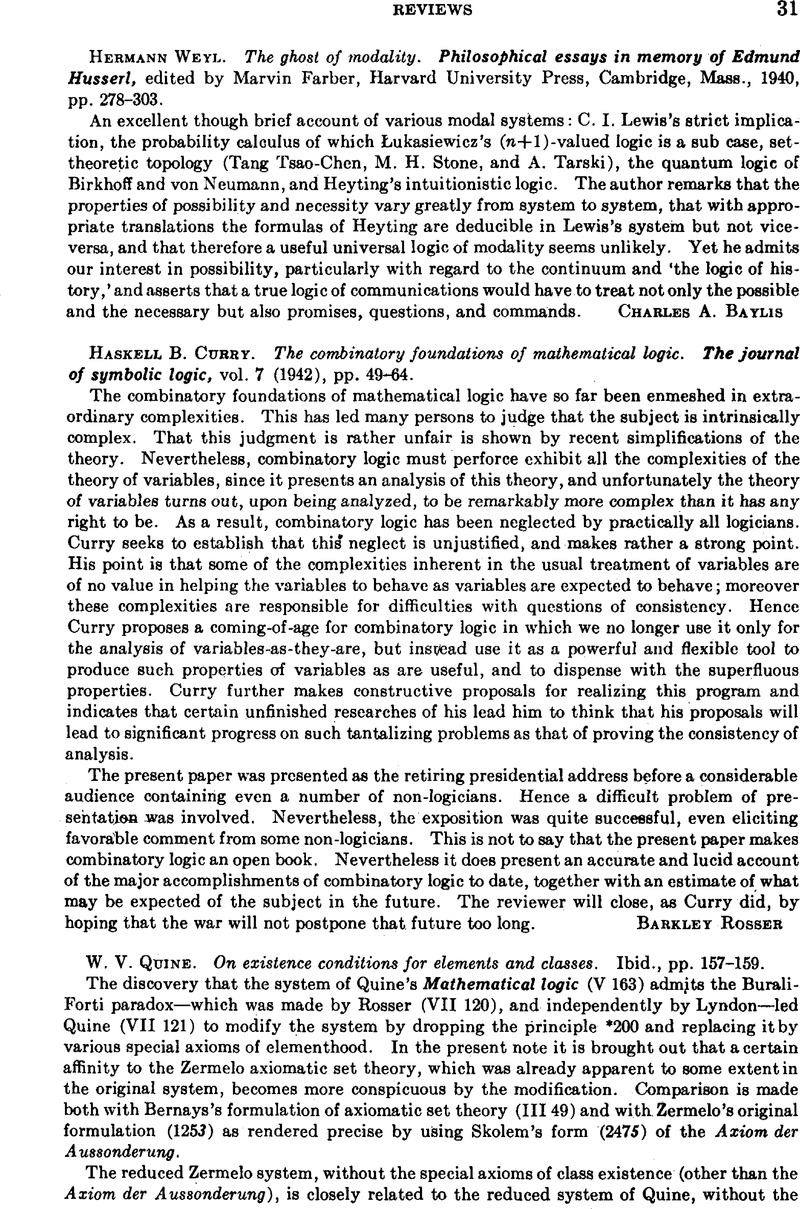 Haskell B. Curry. The Combinatory Foundations Of Mathematical Logic 