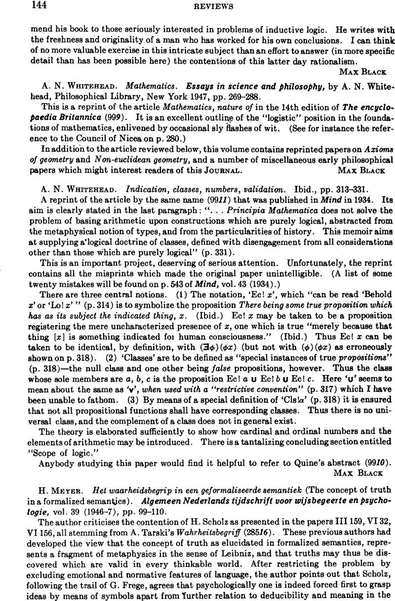 A. N. Whitehead. Indication, classes, numbers, validation., by A. N ...