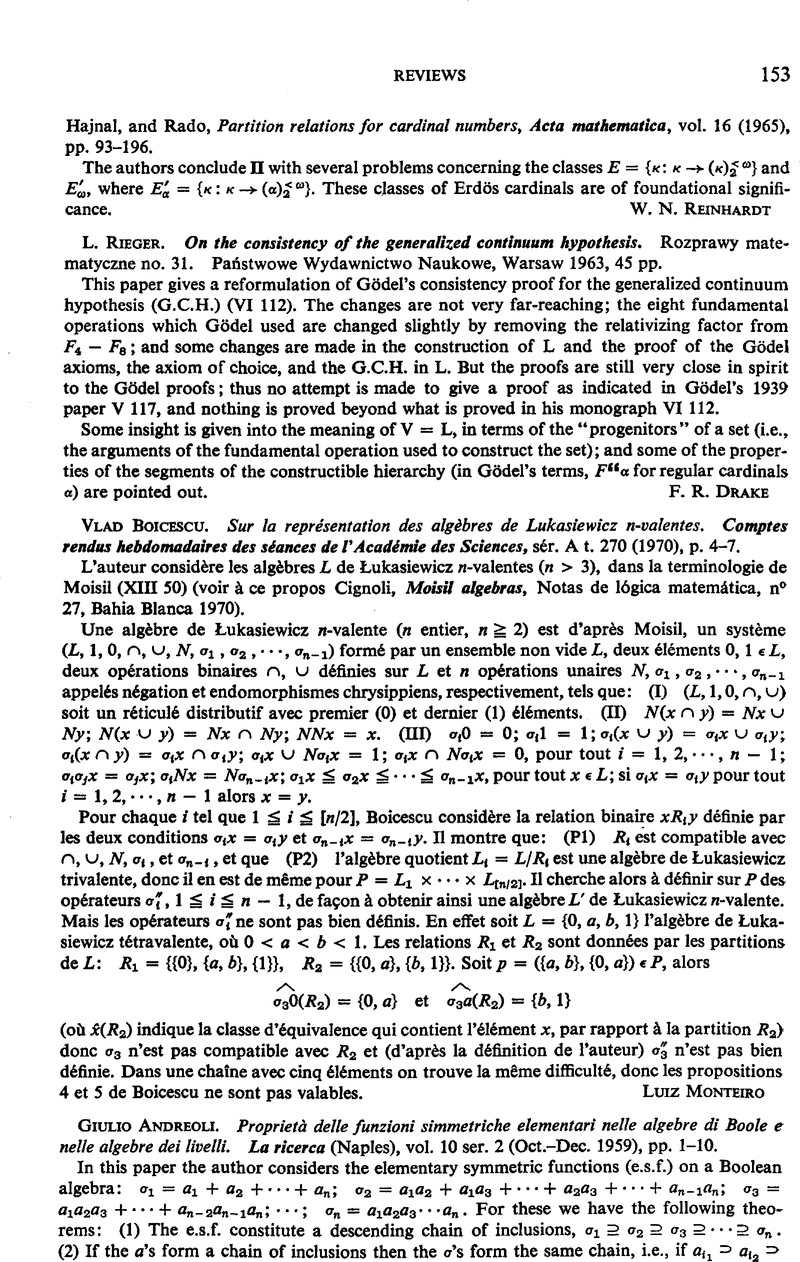 Giulio Andreoli Propriet Delle Funzioni Simmetriche Elementari Nelle Algebre Di Boole E Nelle