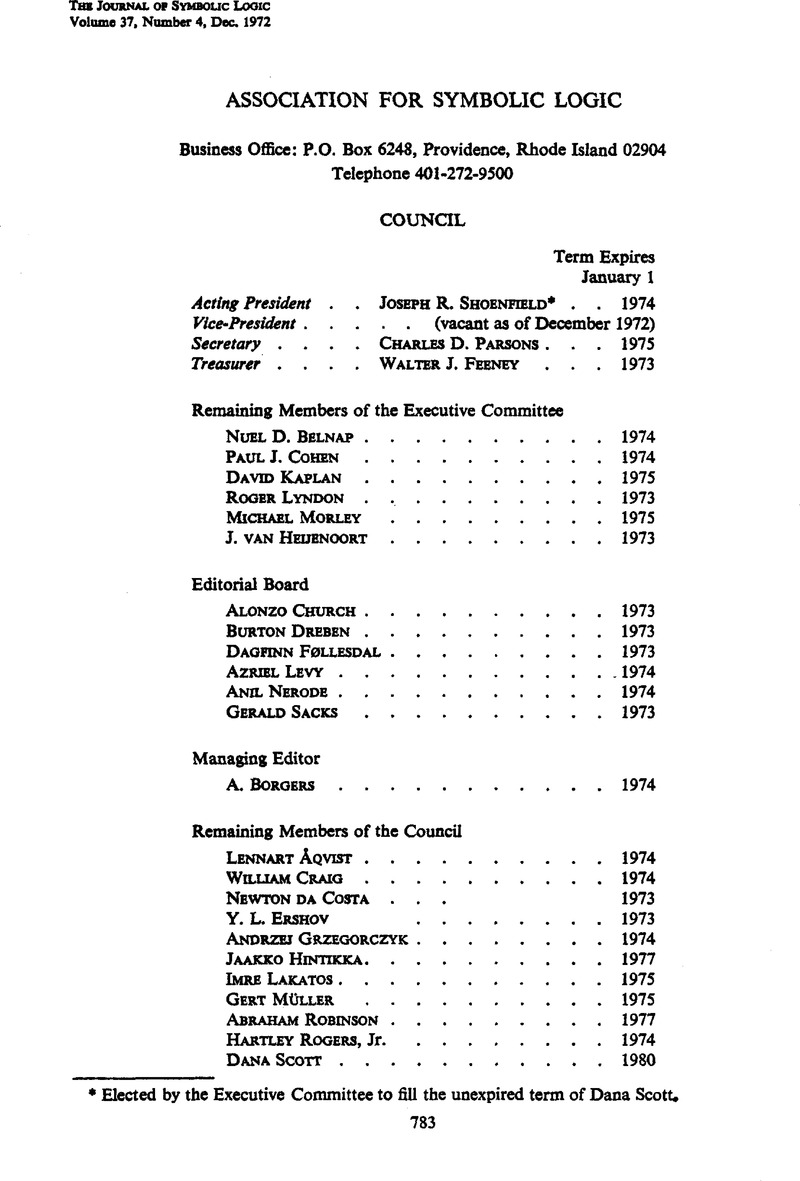 Association For Symbolic Logic | The Journal Of Symbolic Logic ...