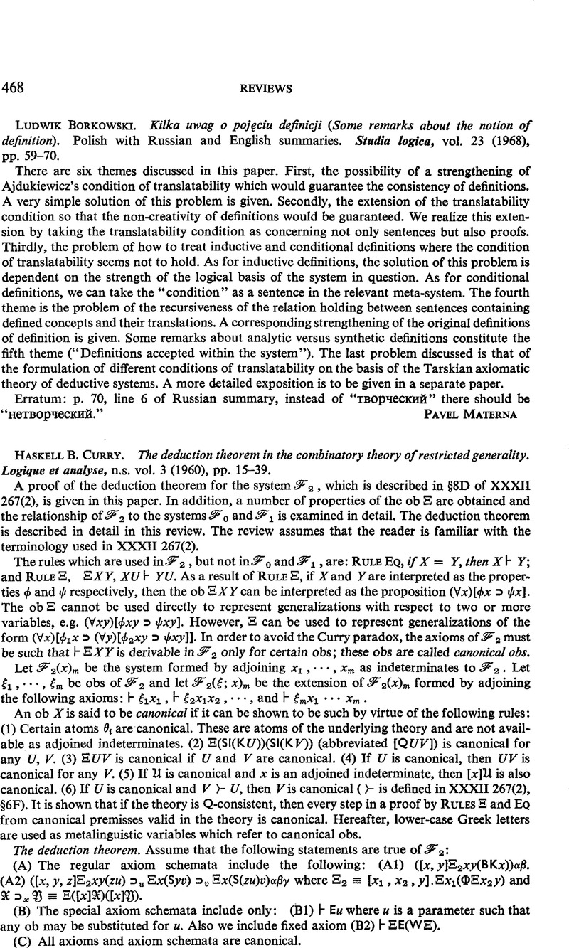 Haskell B. Curry. The Deduction Theorem In The Combinatory Theory Of ...