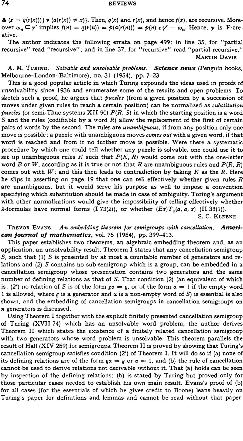 A. M. Turing. Solvable and unsolvable problems. Science news (Penguin ...