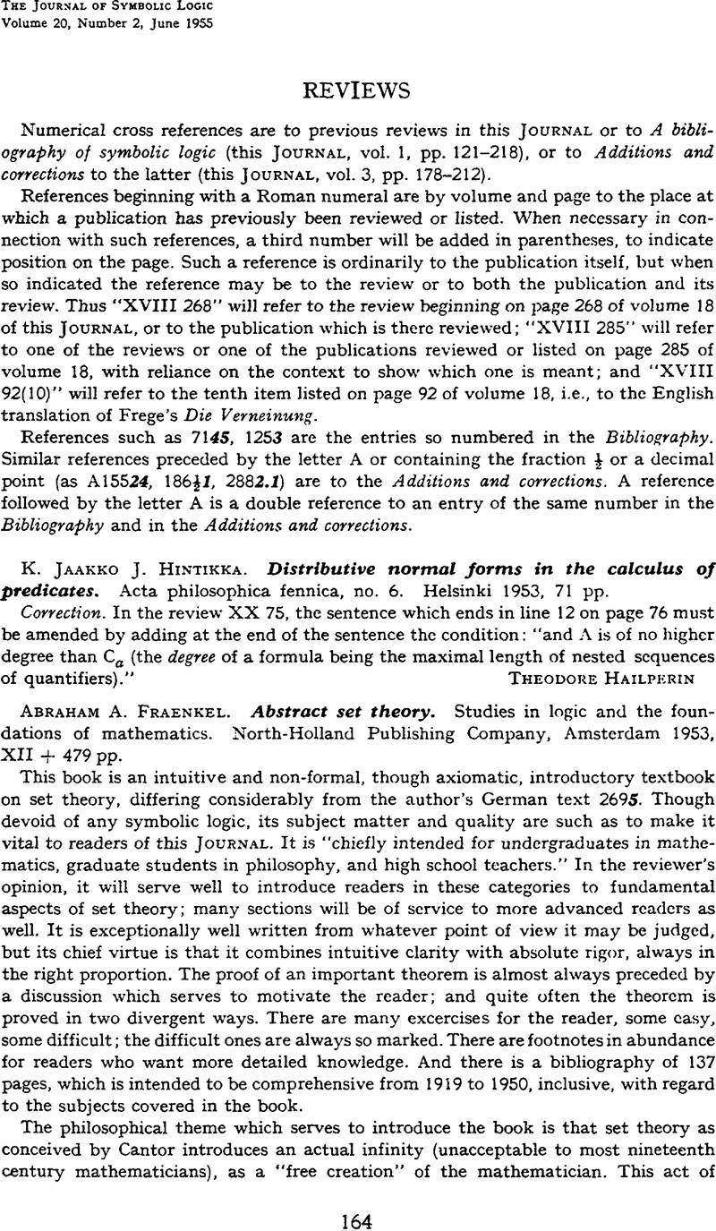 Abraham A. Fraenkel. Abstract Set Theory. Studies In Logic And The ...