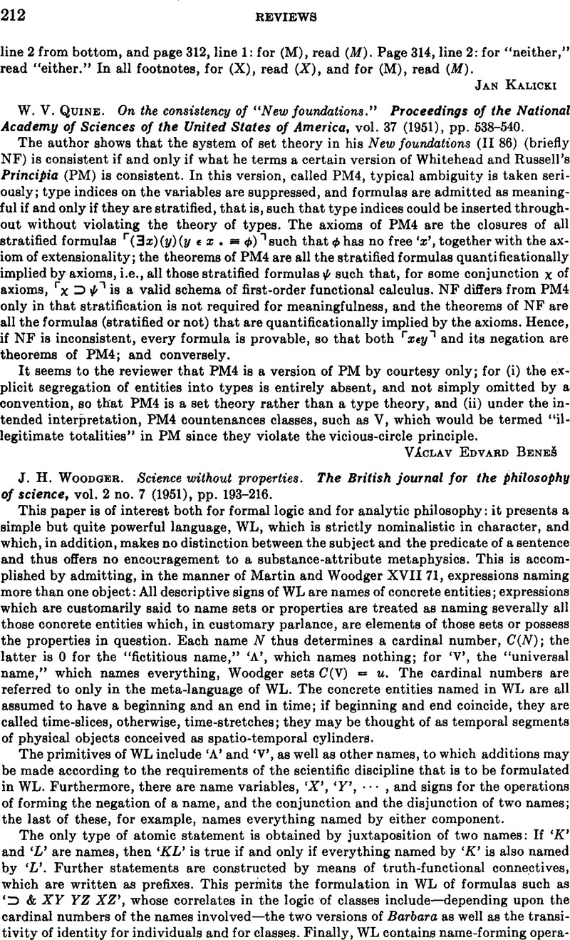 W. V. Quine. On the consistency of “New foundations.”Proceedings of the ...