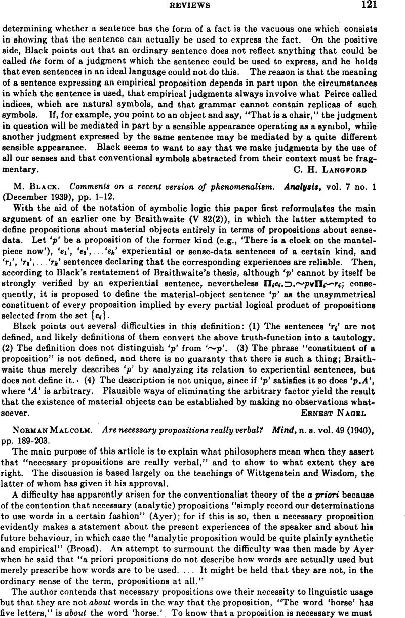 Norman Malcolm. Are Necessary Propositions Really Verbal?mind, N. S 