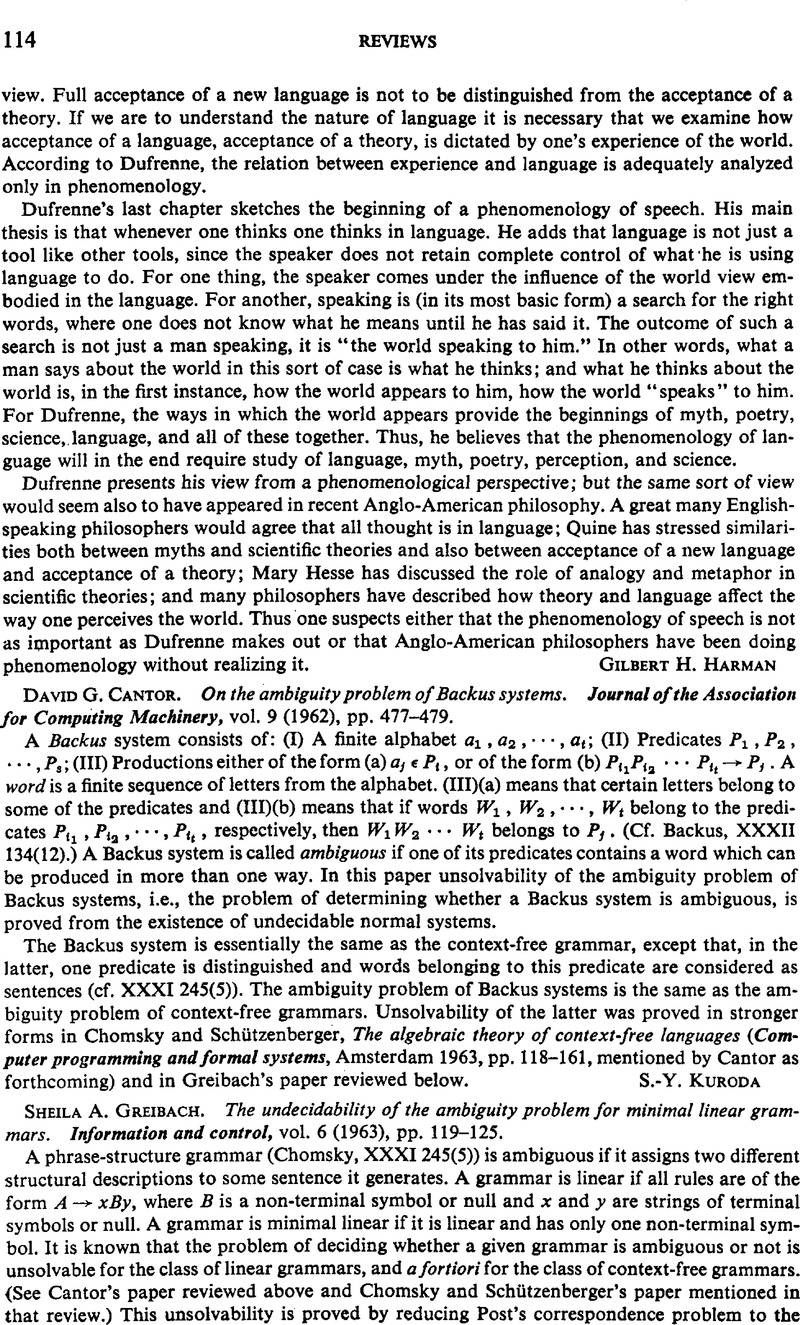 Sheila A. Greibach. The undecidability of the ambiguity problem for ...