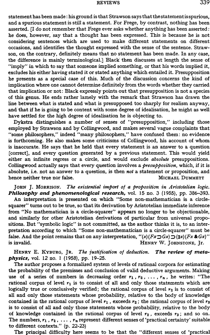 John J. Morrison. The existential import of a proposition in ...