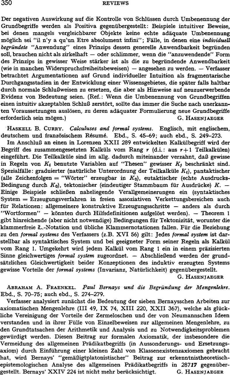 Abraham A. Fraenkel. Paul Bernays Und Die Begründung Der Mengenlehre ...