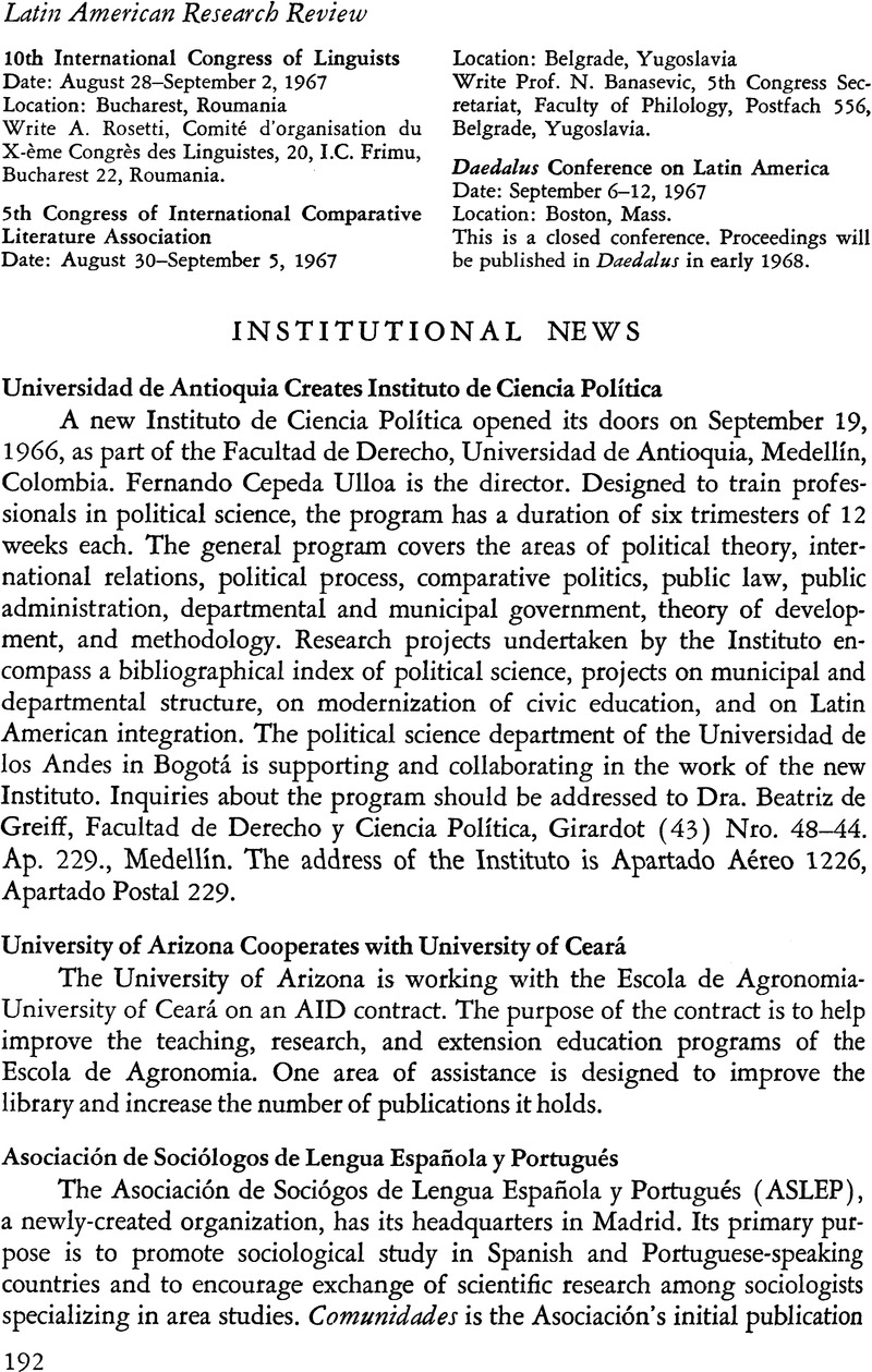 Institutional News Latin American Research Review Cambridge Core