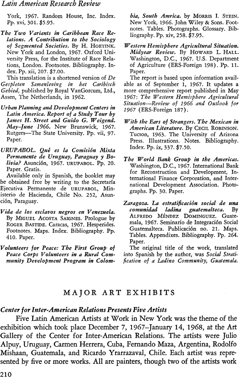 Major Art Exhibits | Latin American Research Review | Cambridge Core