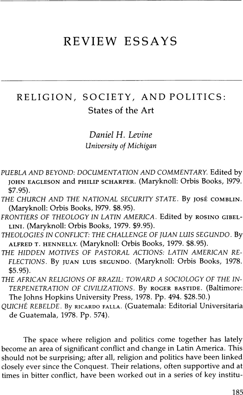 Religion Society And Politics States Of The Art Latin American Research Review Cambridge Core 6260