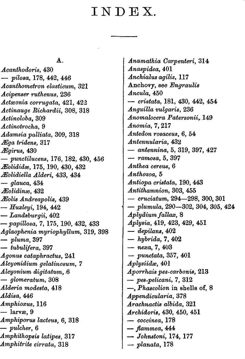 Index | Journal of the Marine Biological Association of the United ...