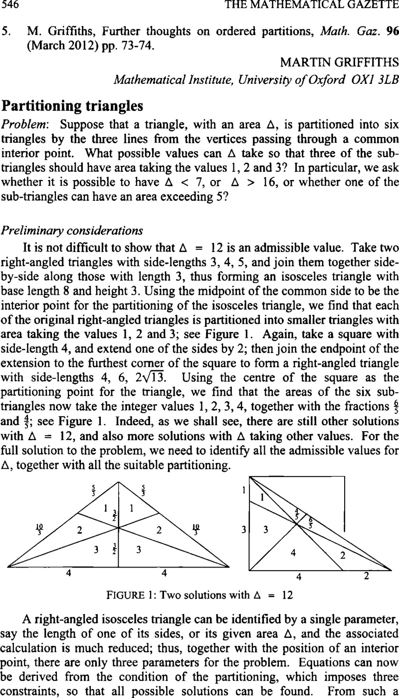Partitioning triangles | The Mathematical Gazette | Cambridge Core