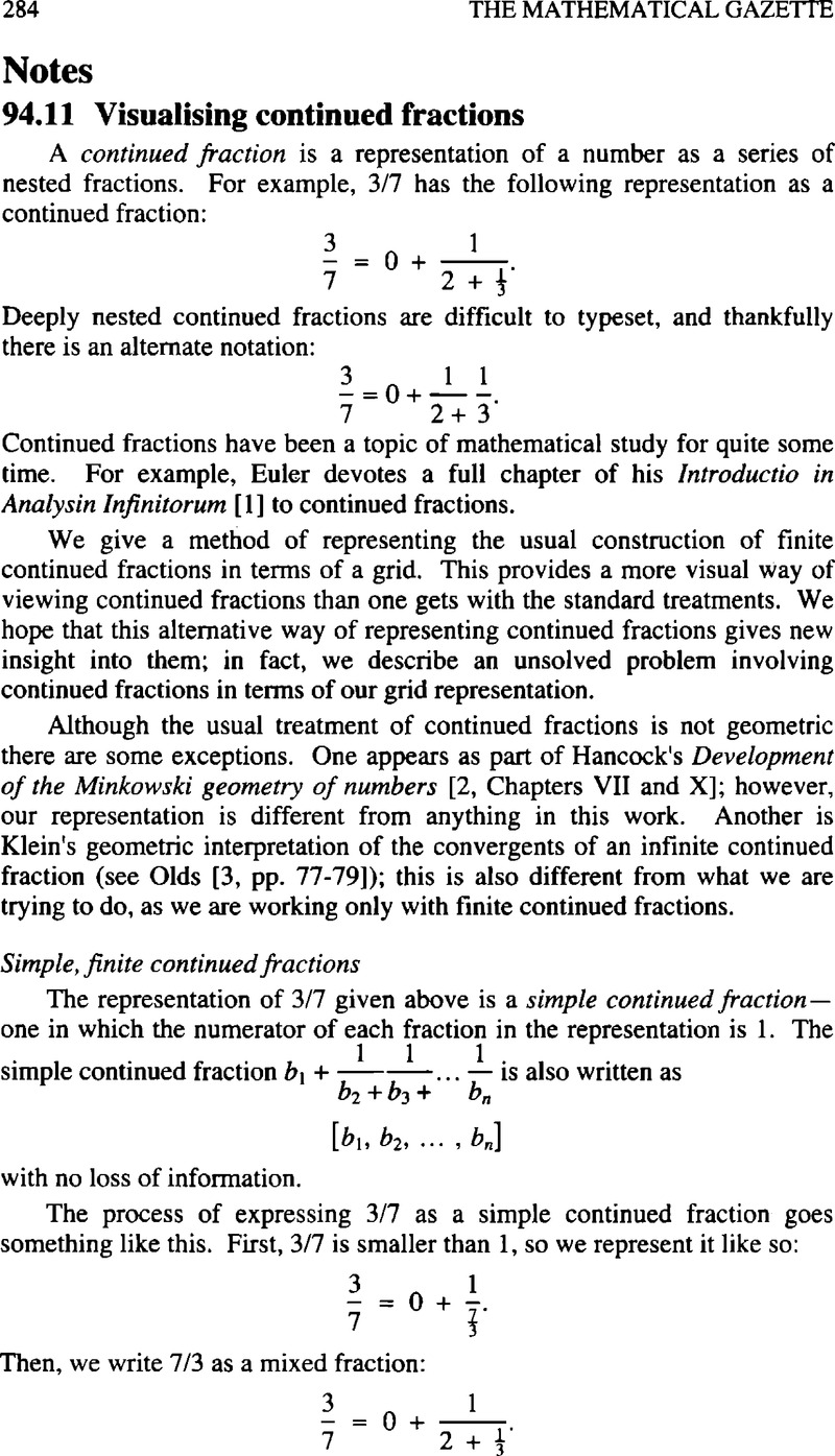 Continued Fraction Matlab 94.11 Visualising continued fractions | The Mathematical Gazette ...