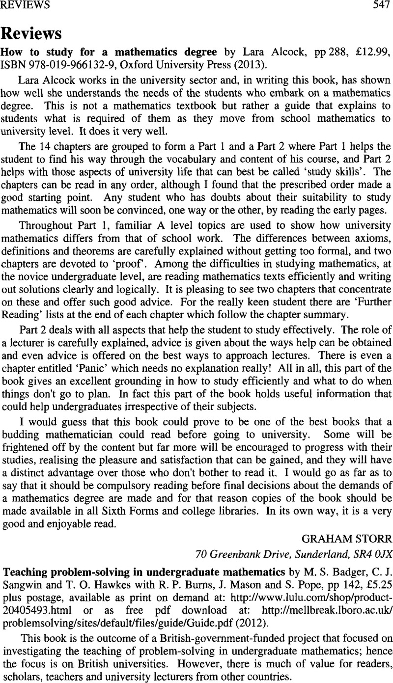  how to study for a mathematics degree by lara alcock study poster