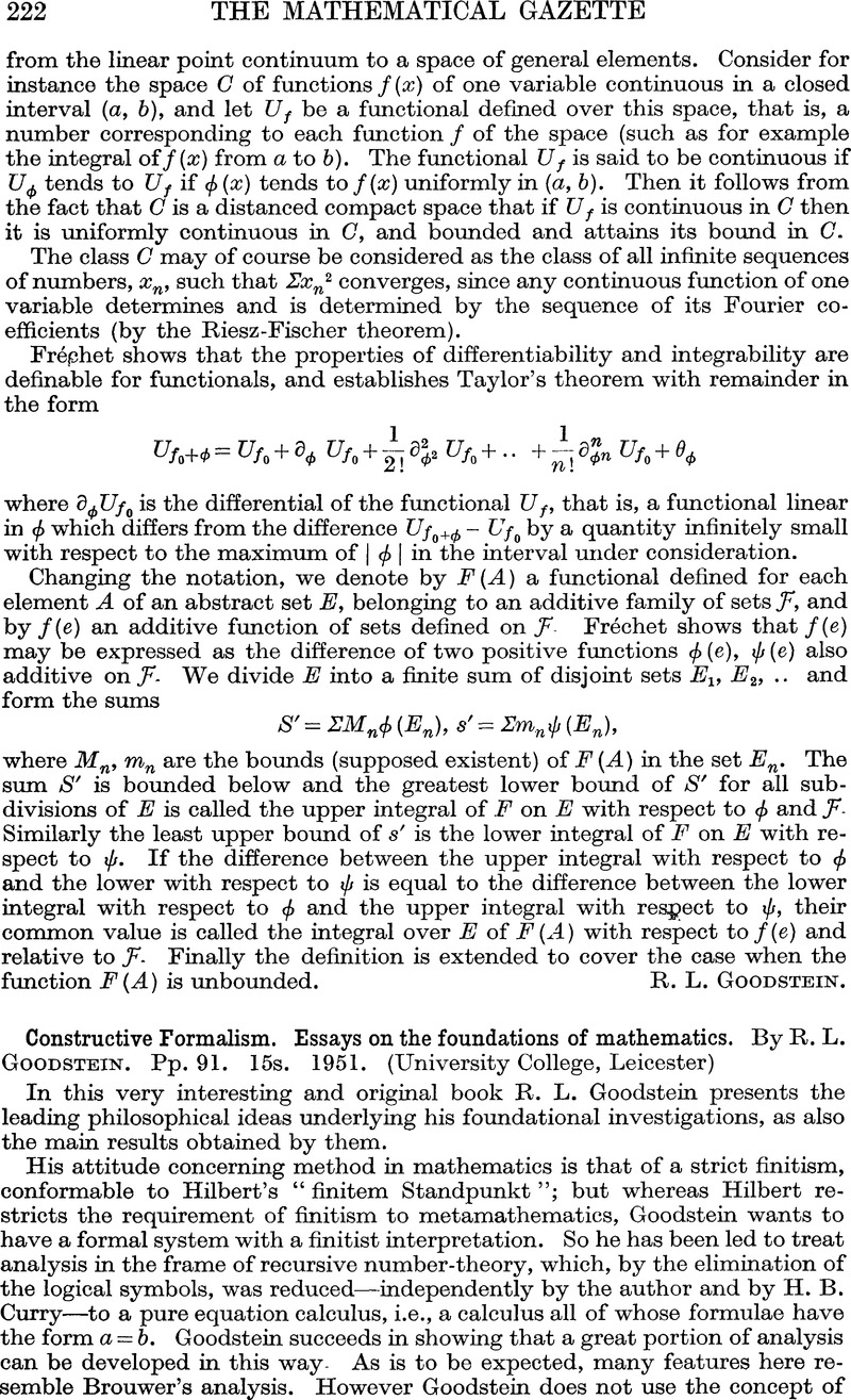 Constructive Formalism. Essays on the foundations of mathematics