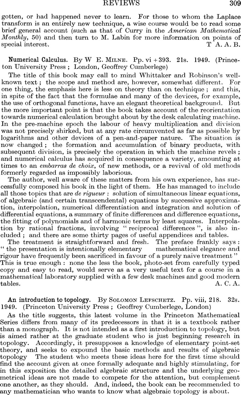 An introduction to topology. By Solomon Lefschetz. Pp. viii, 218. 32s ...