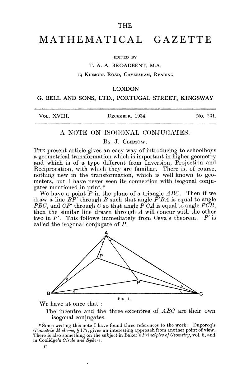 A Note on Isogonal Conjugates | The Mathematical Gazette | Cambridge Core