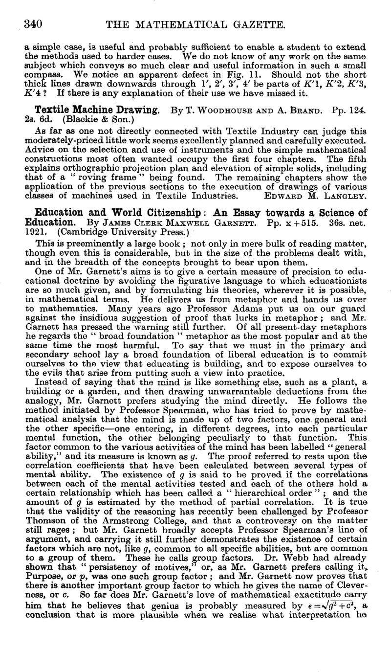 Textile Machine Drawing. By T. Woodhouse and A. Brand. Pp. 124. 2s. 6d ...